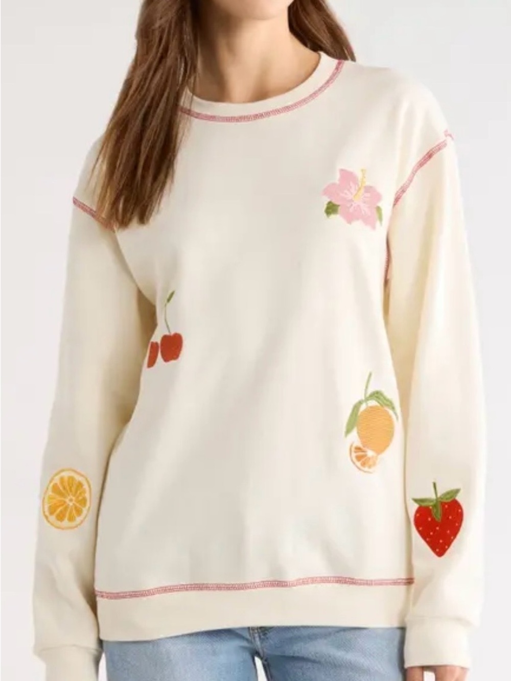 Golden Hour Fruit Embroidered Sweatshirt